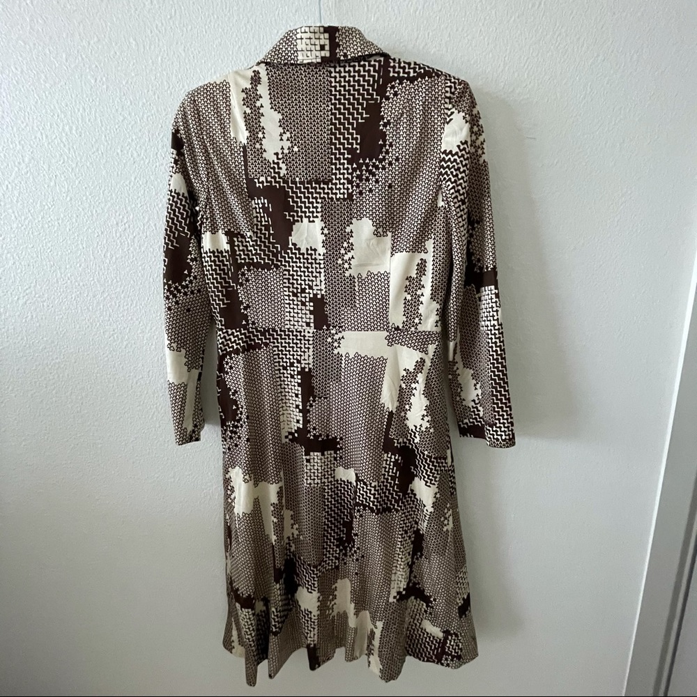 Vintage Collared Pattern Button Up Midi Dress - image 2